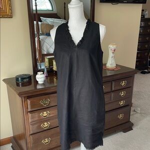 Tommy Bahama black ruffle neck linen sundress Size S
